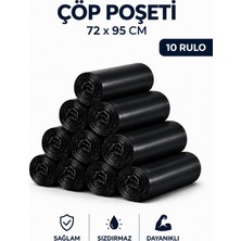 MSE HOLD Çöp Poşeti 72X95 Battal Boy 10 Rulo 100 Adet Dayanıklı Sızdırmaz Çöp Torbası