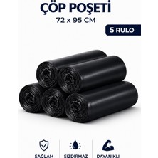 MSE HOLD Çöp Poşeti 72X95 Battal Boy 5 Rulo 50 Adet Dayanıklı Sızdırmaz Çöp Torbası