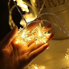 Vuralsin38 5 Metre LED Işıklı 28'li Kar Tanesi Işık Zinciri Dekoratif Pilli Aydınlatma Ev Dekorasyonu Süsleme Salon Oda Merdiven Balkon Süslemeleri Için Yılbaşı Eğlence Doğum Günlerine Özel Aydınlatma