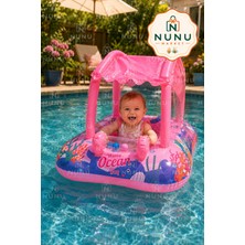 Empressco Bebekler Için Gölgelikli Deniz Simidi ve Oturaklı Baby Float Mavi/pembe