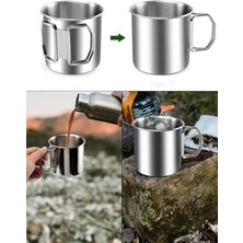 Vuralsin38 4 Adet Çelik 250 Ml. Katlanır Kulp Kahve Kamp Bardağı Fincanı MT163-4