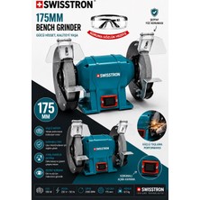 175MM Tezgah Taşlama Motoru 550W Çift Taşlı Bileme Makinesi Şeffaf Siperlikli Profesyonel Seri