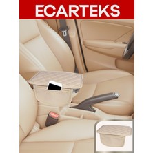 Empressco Ecarteks Premium Quality Car Accessories Araba Deri Bej Kapitone Oto Kolçak Kılıfı, Kolçak Örtüsü, Organizer – 18X30 cm Kol Dayama Koruyucu - Fiyatı, Yorumları