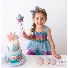 Liliza Accessories Deniz Kızı Konseptli Çocuk Parti Taç ve Asa - Doğum Günü Seti