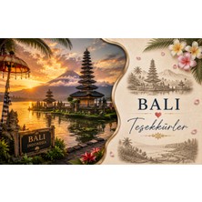 Papelia Bali Temalı Teşekkür Kartı | 200 gr Mat Fotoğraf Kağıdı | Ultra Gerçekçi Baskı | Hediyelik Paket ve Sipariş Teşekkür Kartı