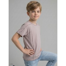 NR Nar Rengi Erkek Çocuk Beyaz Kısa Kollu Bisiklet Yaka Esnek Basic Tişört - Günlük Kullanım