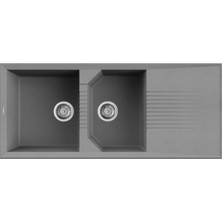 Elleci - Lavello Tekno 500 116X50 2 Gözlü Eviye Sağ Damlalıklı Aluminiummetaltek Outlet - LGT50077-