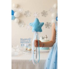 Liliza Accessories Elsa Frozen Karlar Ülkesi- Kar Taneli Mavi Yıldızlı Doğum Günü Çocuk Asa