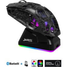 Hietech Siyah Rgb Şarj Istasyonlu 12.000 Dpı Gaming Oyuncu Mouse Bluetooth + 2.4g + Kablolu Gaming Mouse
