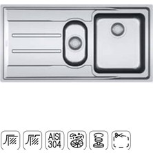 Franke - Anx 211 Sifon Kumandalı Çelik Eviye Sağ-Sol Uyumlu Outlet - 127.0204.606-