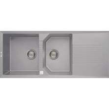 Elleci - Lavello Tekno 500 116X50 2 Gözlü Eviye Sağ Damlalıklı Aluminium 79 Outlet - LMT50079-