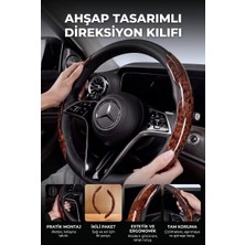 Evgereçlerim Ahşap Tasarım Direksiyon Kılıfı Simit Koruyucu Kahverengi
