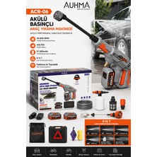Azurtech Auhma Acr-06 Akülü Basınçlı Araç Yıkama Makinesi 435 Psı | Çift Bataryalı | 6’sı 1 Arada Nozul