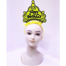 Happy Birthday Neon Sarı Renk Doğum Günü Tacı 24X15 cm