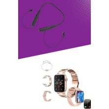 Kablolu Bluetooth Kulaklık ve Kadınlara Özel Bileklik Hediyeli Yeni Nesil Akıllı Saat 3 Kordonlu