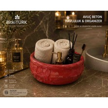 BitkiTÜRK 🌺 Çiçek Kabartmalı Beton Saksı & Organizer | Makyaj Düzenleyici, Mumluk ve Dekoratif Kase | 21 cm