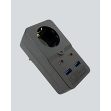Akıllı Akım Dengelemeli Priz 2500W 4 USB Type C Çıkışlı
