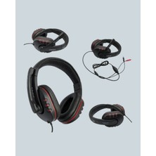Kırmızı Gaming Headset Mikrofonlu Sağlam Kablolu Konforlu