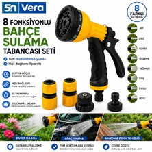 5N Vera 8 Fonksiyonlu Bahçe Sulama Tabancası Seti | Araç Yıkama, Bahçe Sulama ve Balkon Temizliği Için Hızlı Bağlantılı Hortum Ucu