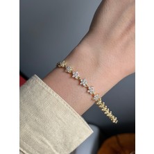 Yeknova Xuping 14K Gold Renginde Kuyumcu Işçiliği Taşlı Çiçek Model Kararmaz Kadın Bileklik