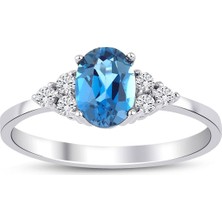İryum London Topaz Tektaş Pırlanta Yüzük
