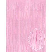 Soft Pembe Püsküllü Kapı Perdesi - Parti, Baby Shower, Cinsiyet Partisi 1x2 M