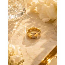 Xuping Gold Renk Zirkon Taşlı Kadın Yüzük | Premium Şıklık, Modern Tasarım, Günlük ve Özel Gün Kullanımı