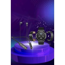 Alarm ve Titreşim Özellikli Akıllı Saat ve Mikrofonlu Kablolu Bluetooth Kulaklık 60 Saat