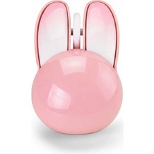 Tavşan Figürlü Kablosuz Mouse Pil Dahil Etiket Hediyeli Pembe