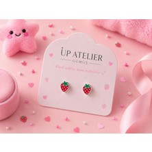 Up Atelier 925 Ayar Gümüş Çocuk Küpesi Çilek Model