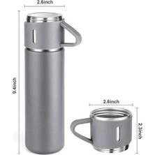 Termos Seti Paslanmaz Çelik 3 Bardaklı Vakumlu Termos Set 500 ml 12 Saate Kadar Isı Koruma