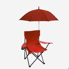 Sunfun Şemşiyeli Kamp Sandalyesi Kırmızı Renkli Hafif ve Taşınabilir Dış Mekan Ekipmanı