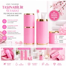Eşya Dünyası Taşınabilir Seyahat Diş Fırçası ve Diş Macunu Saklama Kabı Hijyenik Diş Fırçalık Organizer Kutusu Beyaz/pembe
