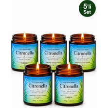 Decevorine Sivrsinek Alanlarında Tercih Edilen Citronella ve Limon Otu Kokulu Mum 5'li Paket