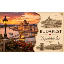 Papelia Budapest Temalı Teşekkür Kartı | 200 gr Mat Fotoğraf Kağıdı | Ultra Gerçekçi Baskı | Hediyelik Paket ve Sipariş Teşekkür Kartı