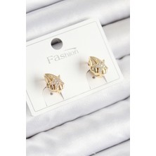 Uravas Store Pirinç Zirkon Taşlı Yıldız Model Gold Renk Çocuk Küpe