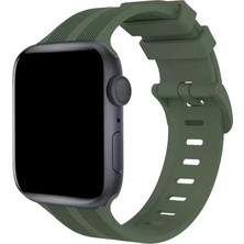 Uravas Store Newface Apple Watch 38MM KR408 Çizgili Silikon Kordon - Koyu Yeşil