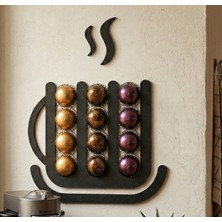 Craftopya Nespresso Vertuo Uyumlu Duvar Tipi Kahve Kapsül Standı Tutucu - Fincan Tasarımlı 12'li Siyah Organizer