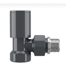 Termovan Radyatör Havlupan Vanası Köşe Tip 1/2'' Antrasit ( Ral 7016 ) Parlak ( Metal Volan )
