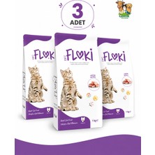 Floki Yetişkin Kedi Maması Tavuklu 1 kg x 3 Adet