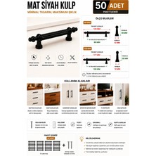 Mat Siyah Dekoratif Mobilya Kulpu 96-128 mm Dolap Çekmece Kulpu Sert Plastik Polimer Vida Dahil 50 Adet