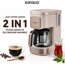 Karaca Krem Renk 2 In 1 Filtre Kahve ve Çay Demleme Makinesi, 5 Fincan Kapasiteli, Kompakt Tasarımlı, Pratik ve Kolay Temizlenen Mutfak Ürünü, Enerji Verimli Kullanım Odaklı