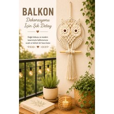 El Yapımı Makrome Baykuş Duvar Süsü Dekoratif Bohem Ev Balkon Salon Oda Duvar Dekoru 36-46-56 cm