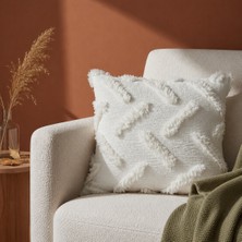 Morpheus Home Modern Kırlent Kılıfı Çift Taraflı Dekoratif Koltuk Yastık Kılıfı Ekru, Premium Şönil Kumaş