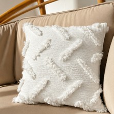 Morpheus Home Modern Kırlent Kılıfı Çift Taraflı Dekoratif Koltuk Yastık Kılıfı Ekru, Premium Şönil Kumaş