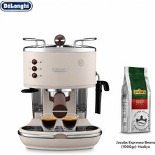 DeLonghi Bej Vintage Tasarımlı Manuel Espresso ve Cappuccino Makinesi, Süt Köpürtücülü Şık Mutfak Kullanımı ve Yoğun Kahve Aroması Evde Günlük Kullanım ve Pratik Barista Hazırlığı Için