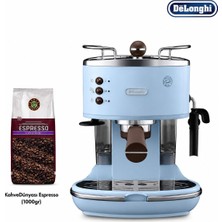 DeLonghi Mavi Retro Tasarımlı Manuel Kahve Makinesi, Yoğun Espresso Aroması, Süt Köpürtme Başlığı ve Modern Mutfak Uyumu Sütlü Içecekler, Yoğun Espresso ve Keyifli Kahve Sunumları Için