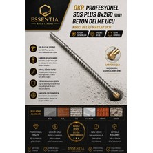 ESBH Okr Profesyonel Sds Plus 8X260 mm Beton Delme Ucu Kırıcı Delici Matkap Ucu