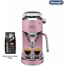 DeLonghi Soğuk Kahve Destekli Pembe Manuel Espresso Makinesi, Güçlü Basınç, Süt Köpürtme Başlığı ve Kompakt Modern Mutfak Kullanımı Kompakt Mutfaklarda Güçlü Performans ve Kolay Temizlik Avantajıyla