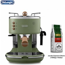 DeLonghi Yeşil Vintage Espresso ve Cappuccino Makinesi, 15 Bar Basınçlı Süt Köpürtücülü Retro Mutfak Kahve Deneyimi Evde Günlük Kullanım ve Pratik Barista Hazırlığı Için